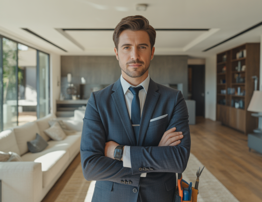 Professional handyman in a luxurious Atlanta home, ready for service